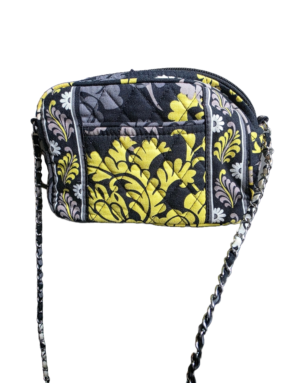 Vera Bradley Black and Yellow Baroque Quilted Floral Crossbody